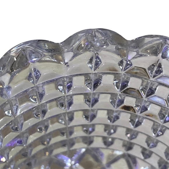 Vintage Crystal Waffle Block Pedestal Spooner 4.5” Tall - Picture 3 of 10